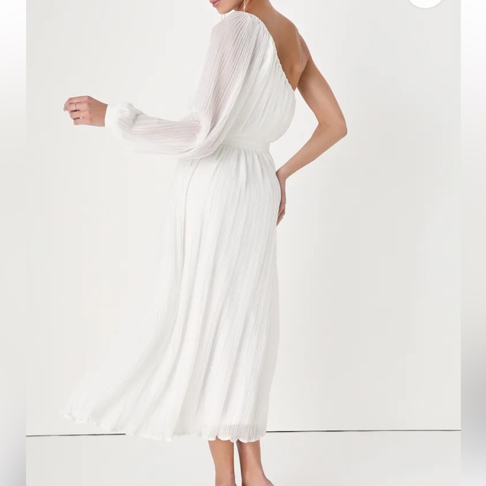 Lulus White One Shoulder Pleated M Midi Dress Long Sleeve Grecian Goddess
Style - Picture 10 of 12